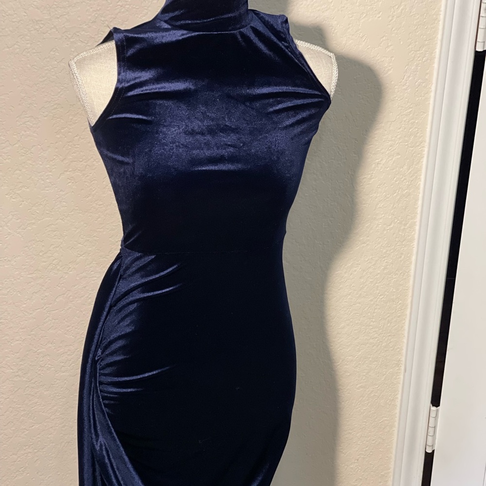 Velvet navy blue dress